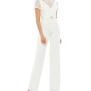 Ieena for Mac Duggal size 4 white illusion mock neck jumpsuit